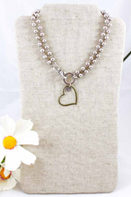 Load image into Gallery viewer, Convertible Short or Long Ball Chain Necklace with Open Heart Charm -The Classics Collection- N2-475