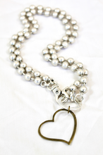 Load image into Gallery viewer, Convertible Short or Long Ball Chain Necklace with Open Heart Charm -The Classics Collection- N2-475