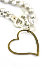 Load image into Gallery viewer, Convertible Short or Long Ball Chain Necklace with Open Heart Charm -The Classics Collection- N2-475