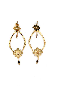 24K Gold Plate Flower Art Earrings -French Flair Collection- E4-112