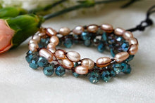 Load image into Gallery viewer, Hand Knotted Convertible Crochet Bracelet, Necklace, or Headband, Freshwater Pearls and Crystals - WR-001