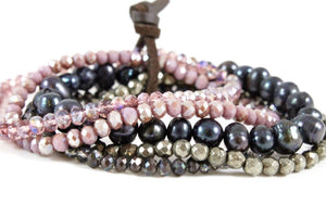 Semi Precious Stone and Freshwater Pearl Mix Luxury Stack Bracelet - BL-Paloma