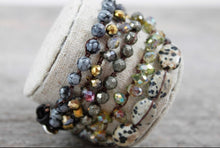 Load image into Gallery viewer, Hand Knotted Convertible Crochet Bracelet or Necklace, Crystals and Stones Mix - WR-102