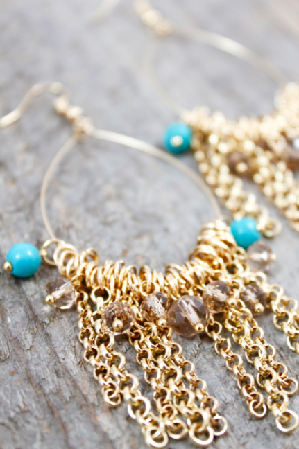 Dangle Beaded Earrings - E006-CH