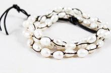Load image into Gallery viewer, Hand Knotted Convertible Crochet Bracelet, Necklace, or Headband, Freshwater Pearls - WR-063

