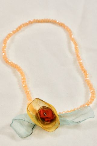 Peach Double Crystal Flower Bracelet -The Classics Collection- B1-1011