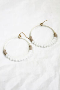 Crystal Beaded Hoop Earrings - E001-White