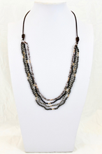 Load image into Gallery viewer, Matte Crystals Hand Knotted Long Necklace on Genuine Leather -Layers Collection- NLL-057