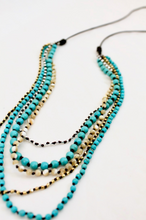 Load image into Gallery viewer, Turquoise Mix Hand Knotted Long Necklace on Genuine Leather -Layers Collection- NLL-Eclipse
