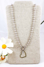 Load image into Gallery viewer, Convertible Short or Long Ball Chain Necklace with Open Heart Charm -The Classics Collection- N2-475