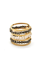 Load image into Gallery viewer, Pyrite + Pearl Triple Row Ring -French Flair Collection-