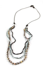 Load image into Gallery viewer, Crystal and Semi Precious Stone Mix Hand Knotted Long Necklace on Genuine Leather -Layers Collection- N5-005