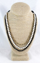 Load image into Gallery viewer, 24K Gold Plate Nuggets with Semi Precious Stone Hand Knotted Long Necklace on Genuine Leather -Layers Collection- N5-035