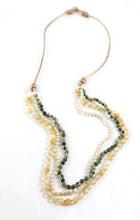Load image into Gallery viewer, African Turquoise, Mother of Pearl and Quartz Hand Knotted Long Necklace on Genuine Leather -Layers Collection- N5-004