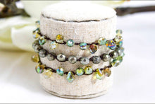 Load image into Gallery viewer, Hand Knotted Convertible Crochet Bracelet, Necklace, or Headband, Pyrite and Crystals - WR-094