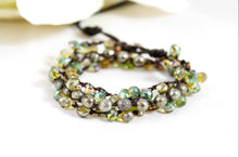 Load image into Gallery viewer, Hand Knotted Convertible Crochet Bracelet, Necklace, or Headband, Pyrite and Crystals - WR-094
