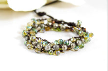 Load image into Gallery viewer, Hand Knotted Convertible Crochet Bracelet, Necklace, or Headband, Pyrite and Crystals - WR-094