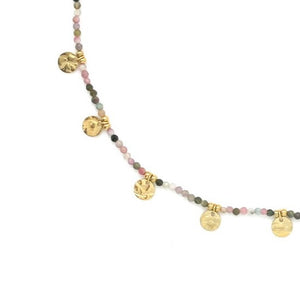 Nine Gold Charm Tourmaline Short Necklace -French Flair Collection- N2-2191