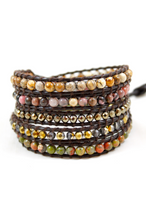 Load image into Gallery viewer, Syrup - Stone and Crystal Mix Leather Wrap Bracelet
