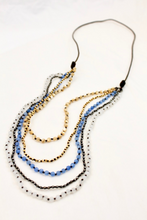 Load image into Gallery viewer, Mother of Pearl and More Hand Knotted Long Necklace on Genuine Leather -Layers Collection- NLL-Foam