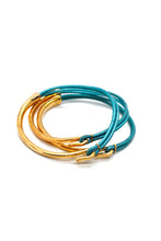 Load image into Gallery viewer, Mermaid Leather + 24K Gold Plate Bangle Bracelet
