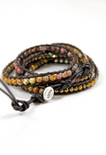 Load image into Gallery viewer, Syrup - Stone and Crystal Mix Leather Wrap Bracelet

