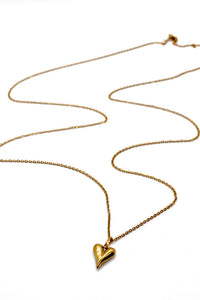 Single 24K Gold Plate Long Heart Pendant Necklace -French Flair Collection- N2-2229