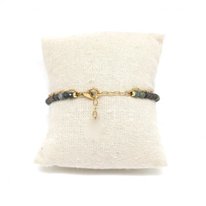 Double Strand 18K Gold Plate and Stone Bracelet  -French Flair Collection- B1-2040
