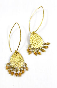 Semi Precious Stone Brass Dangle Earrings - E024-Y