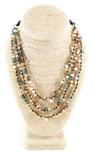 Load image into Gallery viewer, Pastel Drop Crystals Hand Knotted Long Necklace on Genuine Leather -Layers Collection- N5-003
