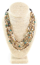 Load image into Gallery viewer, Pastel Drop Crystals Hand Knotted Long Necklace on Genuine Leather -Layers Collection- N5-003