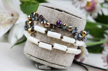 Load image into Gallery viewer, Hand Knotted Convertible Crochet Bracelet, Necklace, or Headband, Crystals and Mother of Pearl - WR-011
