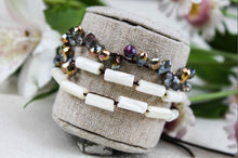 Load image into Gallery viewer, Hand Knotted Convertible Crochet Bracelet, Necklace, or Headband, Crystals and Mother of Pearl - WR-011