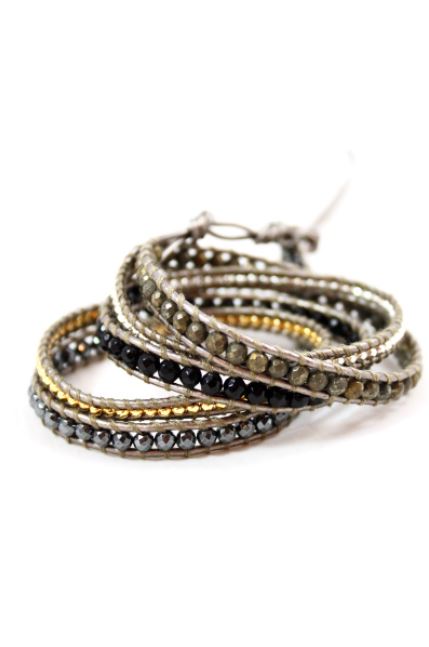 Bullet - Metal and Edgy Leather Wrap Bracelet