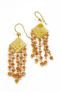 Orange Crystal Dangle Earrings - E026-OR