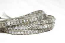 Load image into Gallery viewer, Alva - Luxury Faceted Labradorite Vegan Cord Wrap Bracelet