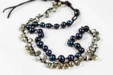 Load image into Gallery viewer, Hand Knotted Convertible Crochet Bracelet, Necklace, or Headband, Freshwater Pearls and Crystals - WR-048