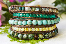 Load image into Gallery viewer, Nature - Natural Semi Precious Stones on Leather Wrap Bracelet
