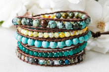 Load image into Gallery viewer, Nature - Natural Semi Precious Stones on Leather Wrap Bracelet
