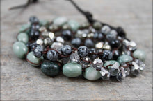 Load image into Gallery viewer, Hand Knotted Convertible Crochet Bracelet or Necklace, Crystals and Stones Mix - WR-107