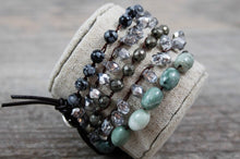 Load image into Gallery viewer, Hand Knotted Convertible Crochet Bracelet or Necklace, Crystals and Stones Mix - WR-107
