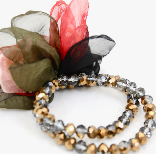 Crystal and Flower Stretch Bracelet -The Classics Collection- B1-972