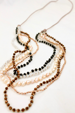 Load image into Gallery viewer, Freshwater Pearl Mix Hand Knotted Long Necklace on Genuine Leather -Layers Collection- NLL-Jicama