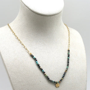 African Turquoise Stone Convertible Necklace to Bracelet -French Flair Collection- B1-2072