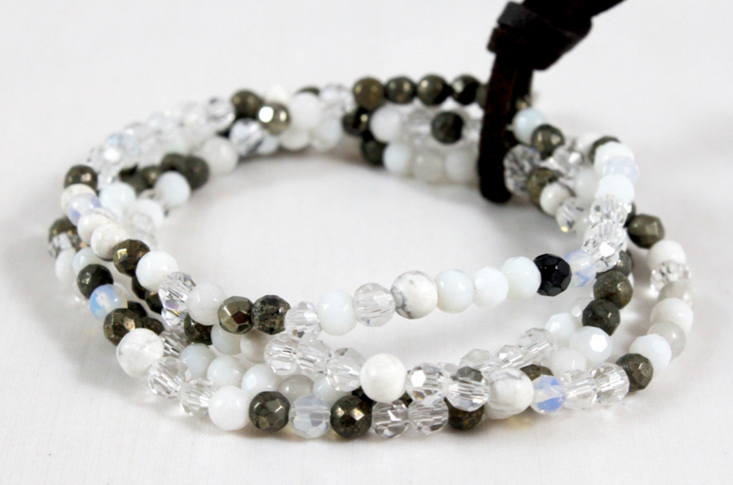 Delicate Crystal and Stone Mini Stack Bracelet - BC-036