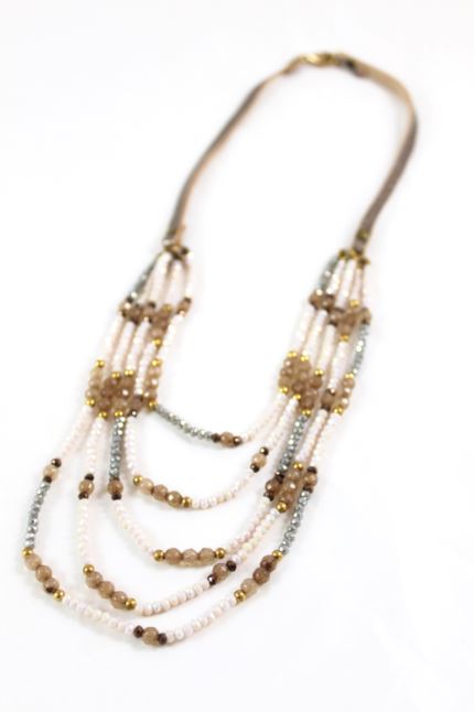 Luxury Semi Precious Stone and Crystal Layered Necklace -The Classics Collection- N2-870