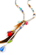 Load image into Gallery viewer, Long Stone and Crystal Chain with Tassels and Feather Dangles -The Classics Collection- N2-731
