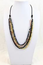 Load image into Gallery viewer, Large Semi Precious Stone Hand Knotted Long Necklace on Genuine Leather -Layers Collection- NLL-M10