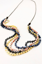 Load image into Gallery viewer, Large Semi Precious Stone Hand Knotted Long Necklace on Genuine Leather -Layers Collection- NLL-M10
