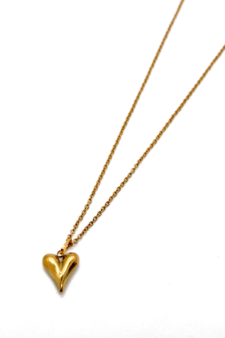 Single 24K Gold Plate Long Heart Pendant Necklace -French Flair Collection- N2-2229